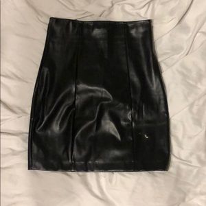Black faux leather skirt